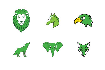 set of funny animals on white background 