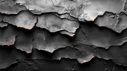 Obraz premium Abstract Cracked Texture: Dark Grey and Black Stone Surface