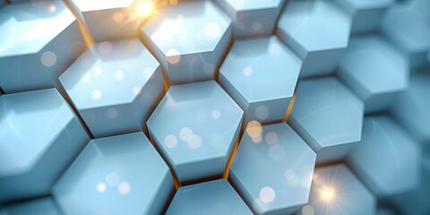 Abstract Hexagon Pattern with Glowing Lights