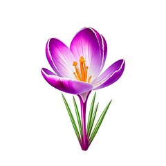 Fototapeta premium Crocus flower as a logo on a white background, magenta colors isolated on white background , no text