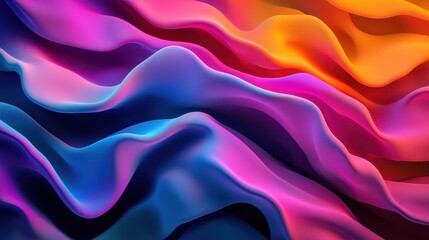 Fototapeta premium A vibrant, flowing abstract design featuring waves of pink, purple, and orange colors, creating a dynamic and textured visual effect.