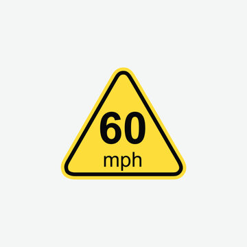 60mph speed limit sign road traffic icon sign flat style design