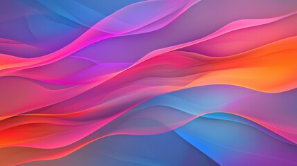 Fototapeta premium A vibrant abstract background featuring flowing waves of pink, orange, and blue colors, creating a dynamic and visually appealing design.
