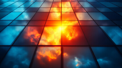 sleek high-rise office building with modern glass windows reflecting the sky symbolizing corporate success, ambition, and urban growth in a bustling cityscape