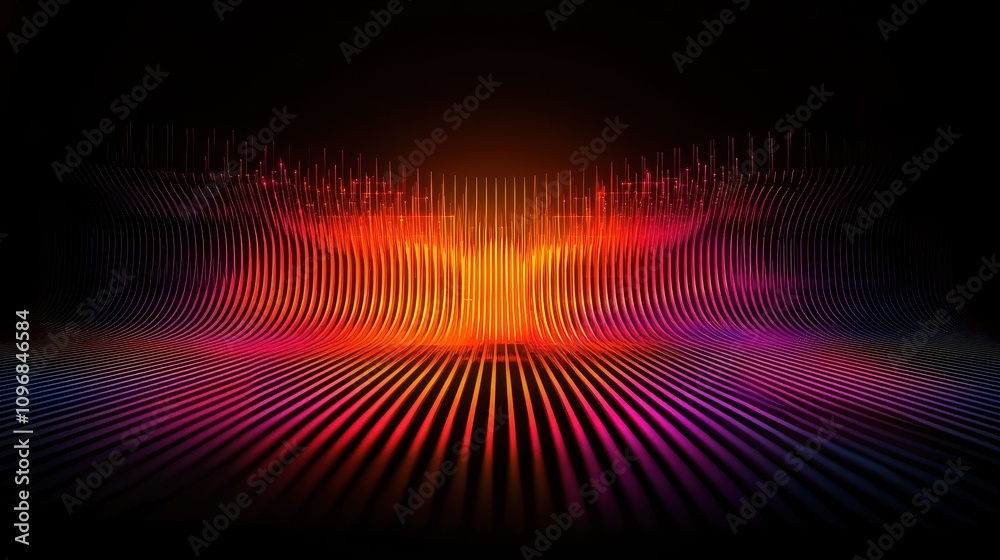 Poster a vibrant digital abstraction featuring waves of color and light, creating a dynamic visual experien