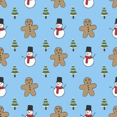 christmas seamless pattern with snowman