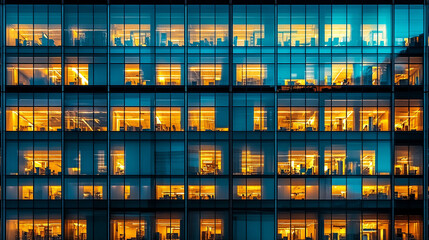 sleek high-rise office building with modern glass windows reflecting the sky symbolizing corporate success, ambition, and urban growth in a bustling cityscape