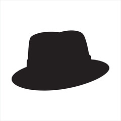 Hat with band silhouette on white background
