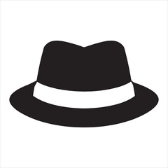 Hat with band silhouette on white background
