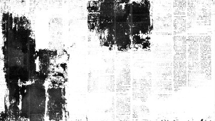 Vector white and black newspaper paper grunge vintage old aged texture. Vintage grunge newspaper collage background. Newspaper with old grunge vintage unreadable paper texture background.	

