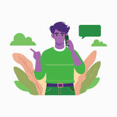 A Man Talking On The Phone Illustration.