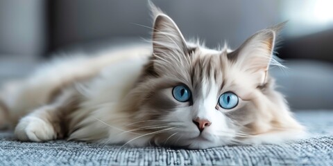 A Curious White Cat with Blue Eyes