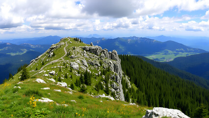 Velka Javorina, top of the White Carpathians Mountains on the border of Czech Republic and Slovakia