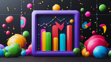 Fototapeta premium Abstract black background with Colorful charts and graphs with statistics to innovative analyze business potential and forecast future development of companies growth.