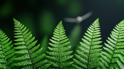 Lush Green Fern Leaves in a Soft Focus Background, Capturing the Beauty of Nature's Flora and the Tranquility Found in a Forest Environment