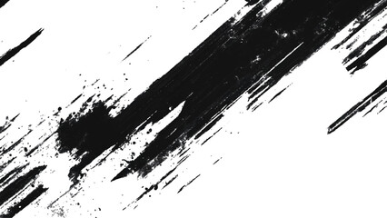 Abstract Grunge Splatter Line Pattern on white and transparent background. Dynamic black paint strokes on a white background, Abstract grunge texture of black paint. A layer for use in design.