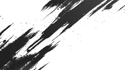 Abstract Grunge Splatter Line Pattern on white and transparent background. Dynamic black paint strokes on a white background, Abstract grunge texture of black paint. A layer for use in design.
