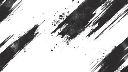 Abstract Grunge Splatter Line Pattern on white and transparent background. Dynamic black paint strokes on a white background, Abstract grunge texture of black paint. A layer for use in design.