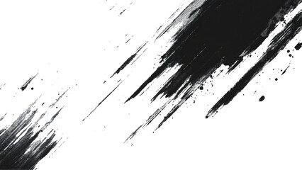 Abstract Grunge Splatter Line Pattern on white and transparent background. Dynamic black paint strokes on a white background, Abstract grunge texture of black paint. A layer for use in design.