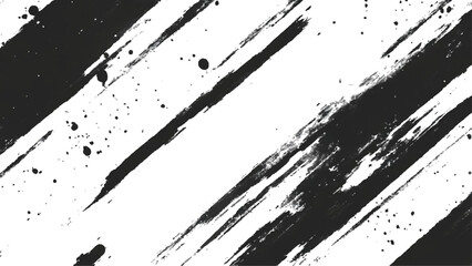 Abstract Grunge Splatter Line Pattern on white and transparent background. Dynamic black paint strokes on a white background, Abstract grunge texture of black paint. A layer for use in design.
