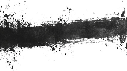 Abstract Grunge Splatter Line Pattern on white and transparent background. Dynamic black paint strokes on a white background, Abstract grunge texture of black paint. A layer for use in design.