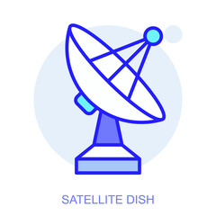 Science icon. Symbol of a Satellite Dish. Isolated vector illustration. Simple line drawing. Editable stroke