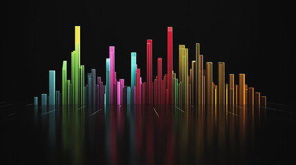 Abstract black background with Colorful charts and graphs with statistics to innovative analyze business potential and forecast future development of companies growth.