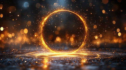 gold swirl of neon light creating a dynamic and futuristic effect, evoking a sense of movement and energy, with curving lines symbolizing creativity, innovation, and elegance