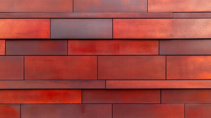 Modern Clean Red Brick Wall with Rectangular Design and Polished Surface. Ideal for Contemporary Background Settings