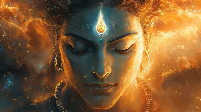 Ethereal Portrait of a Lord Shiva with Divine Auras and Light