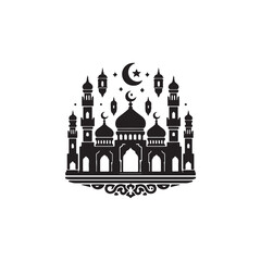 Black Color ramadan Silhouette Vector Illustration, Solid White Background 11.eps