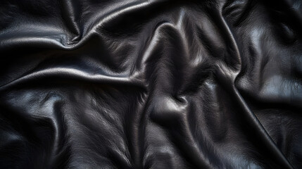 A dark crumpled leather background with fine texture and soft matte finish in black tones.