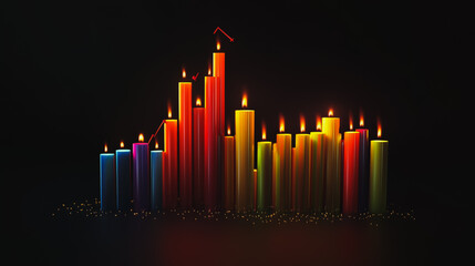 Obraz premium Abstract black background with Colorful charts and graphs with statistics to innovative analyze business potential and forecast future development of companies growth.