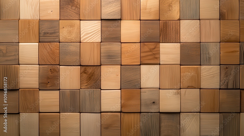 Poster a textured wooden block pattern showcasing various shades of wood arranged in a grid.