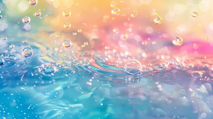 Rainbow-colored water drop ripple foam illustration poster background