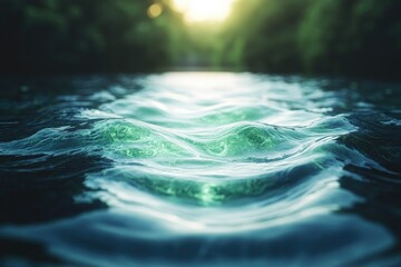 Abstract art of rippling water with alternating acid green and base blue highlights, creating a sense of motion and chemistry