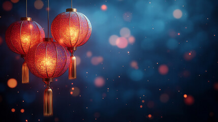 luxurious red lanterns with golden tassels symbolizing prosperity, good fortune, and celebration in a modern setting exuding elegance and cultural significance for festive occasions
