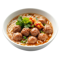 Meatball Soup Bakso Street Food Asian Meat Isolated on White Transparent Background
