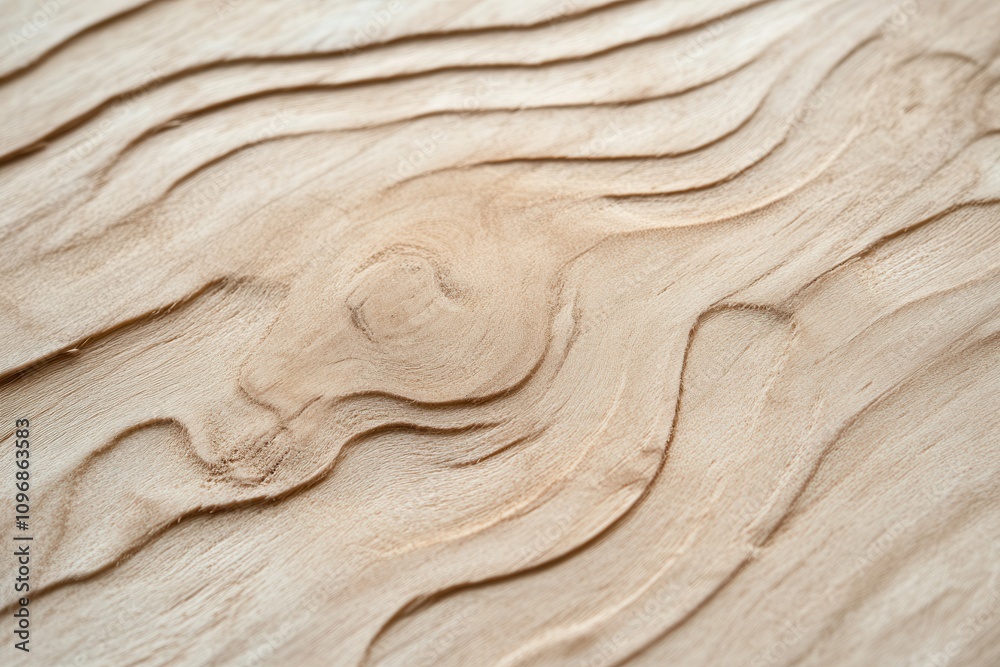 Poster a close-up of a textured wooden surface showcasing natural grooves and patterns, emphasizing the bea