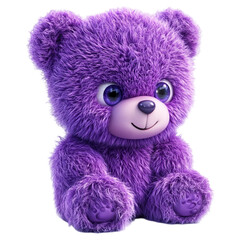 Fototapeta premium Neon Purple Teddy Bear Digital Art for Nursery Isolated on White Transparent Background 