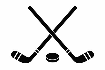 Hockey icon, Two Crossed Hockey Sticks With Puck Vector, Hockey Stick Icon