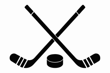 Hockey icon, Two Crossed Hockey Sticks With Puck Vector, Hockey Stick Icon
