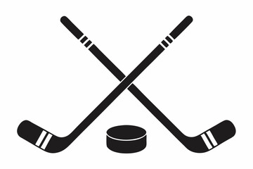 Hockey icon, Two Crossed Hockey Sticks With Puck Vector, Hockey Stick Icon