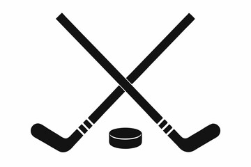 Hockey icon, Two Crossed Hockey Sticks With Puck Vector, Hockey Stick Icon