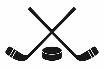Hockey icon, Two Crossed Hockey Sticks With Puck Vector, Hockey Stick Icon