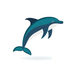 Obraz premium A playful dolphin illustration, featuring a sleek blue and teal design, swimming gracefully.