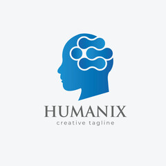 Artificial intelligence logo, AI logo template