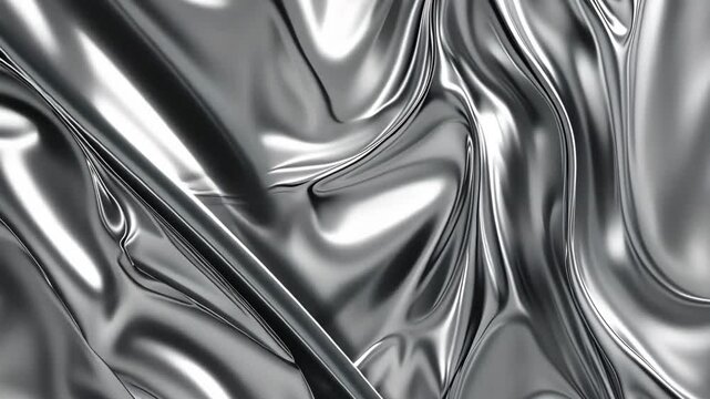 Silver fabric drapes in elegant folds creating a luxurious texture