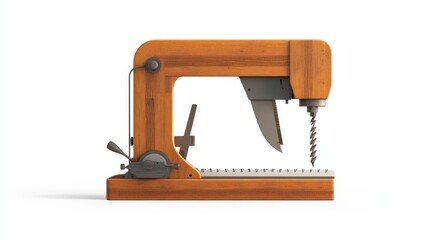 Vintage band saw with wooden body and metal blade