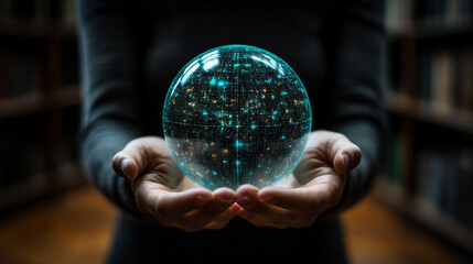 Fototapeta premium two hands gently holding a transparent globe symbolizing global unity environmental stewardship and the interconnectedness of the world representing a collective responsibility for our planet's future